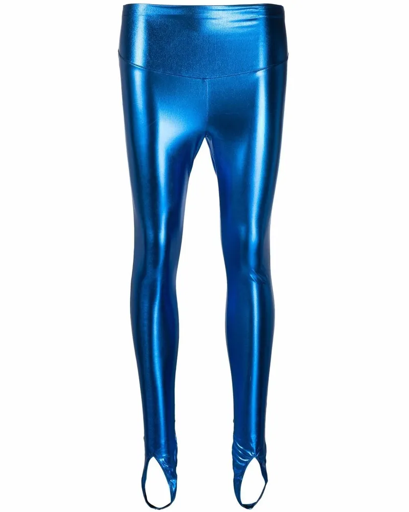 Maison Close Leggings im Metallic-Look Blau