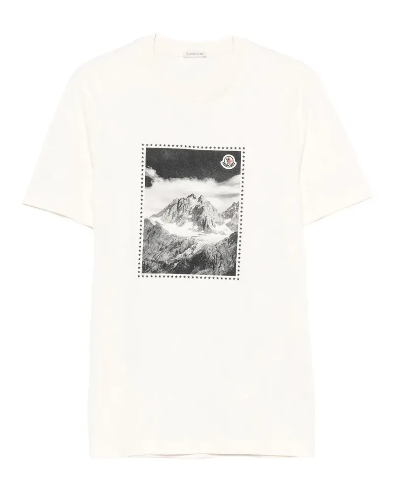 Moncler T-Shirt mit Gebirgs-Print - Nude Nude