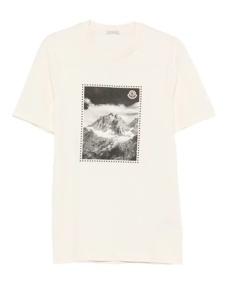 Moncler mountain-print T-shirt - Nude Nude
