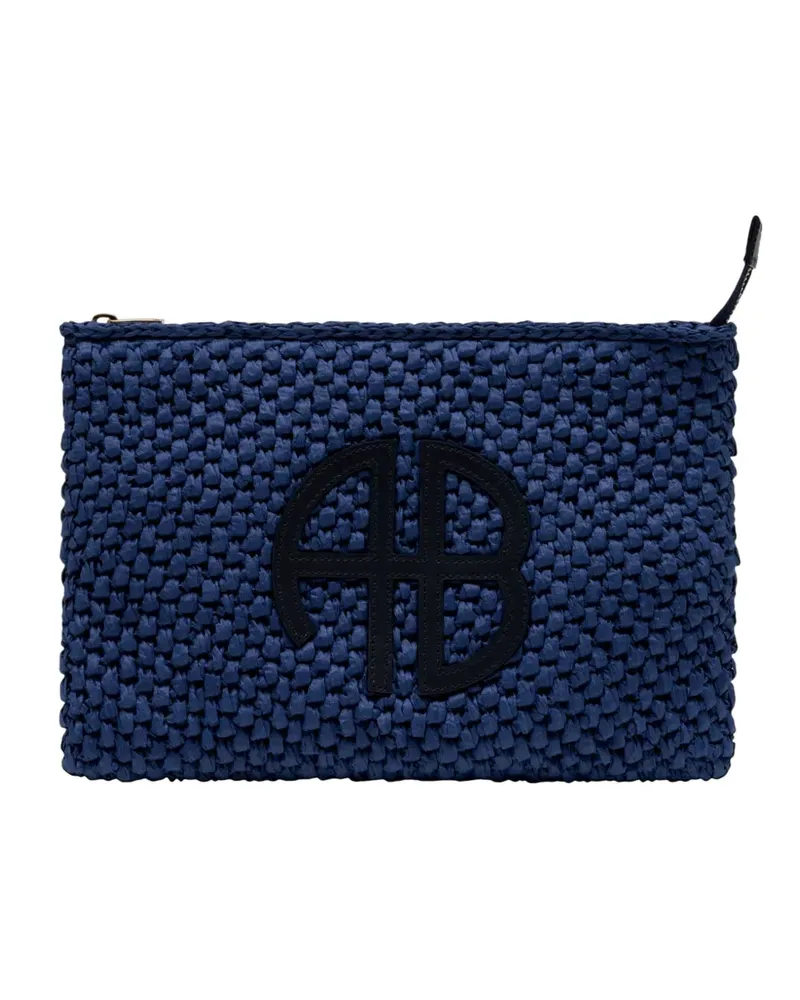 Anine Bing Rio logo-patch clutch bag - Blau Blau