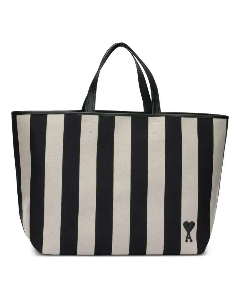 AMI Paris striped-pattern tote bag - Schwarz Schwarz
