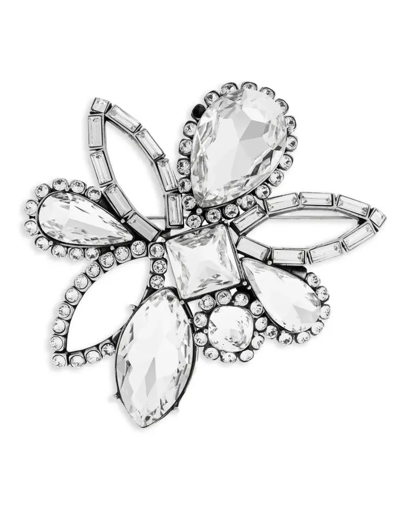 Alexander McQueen crystal flower brooch - Silber Silber