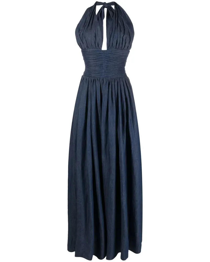 Rochas Neckholder-Maxikleid - Blau Blau