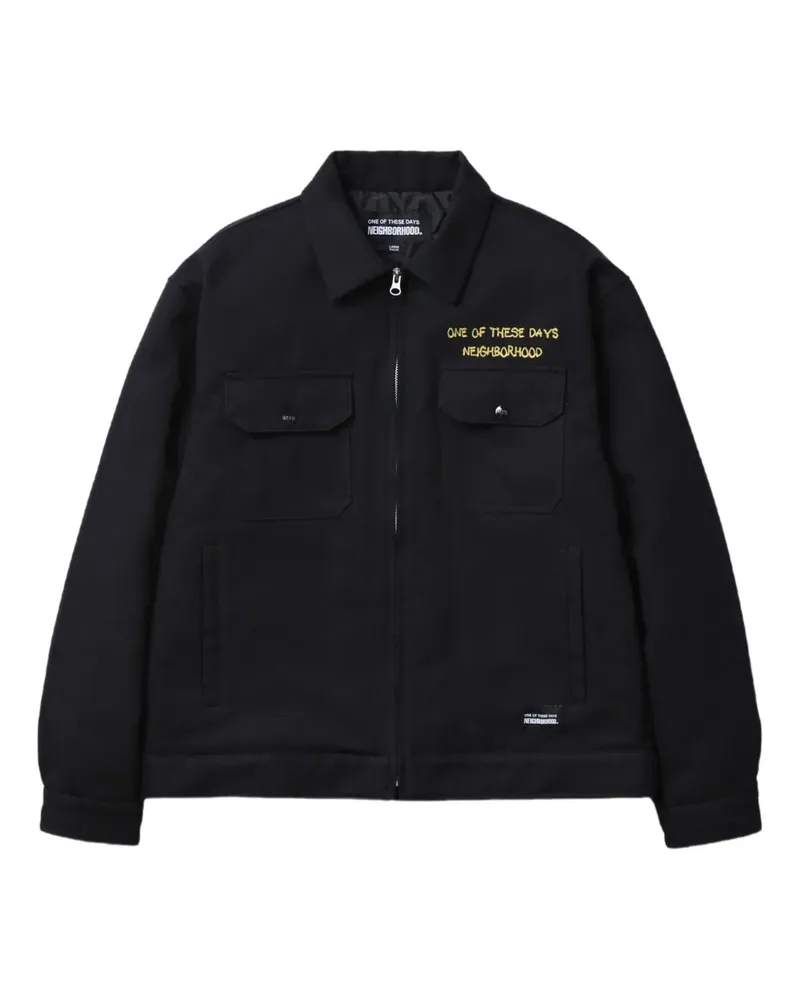 Neighborhood logo-detail zip-up jacket - Schwarz Schwarz