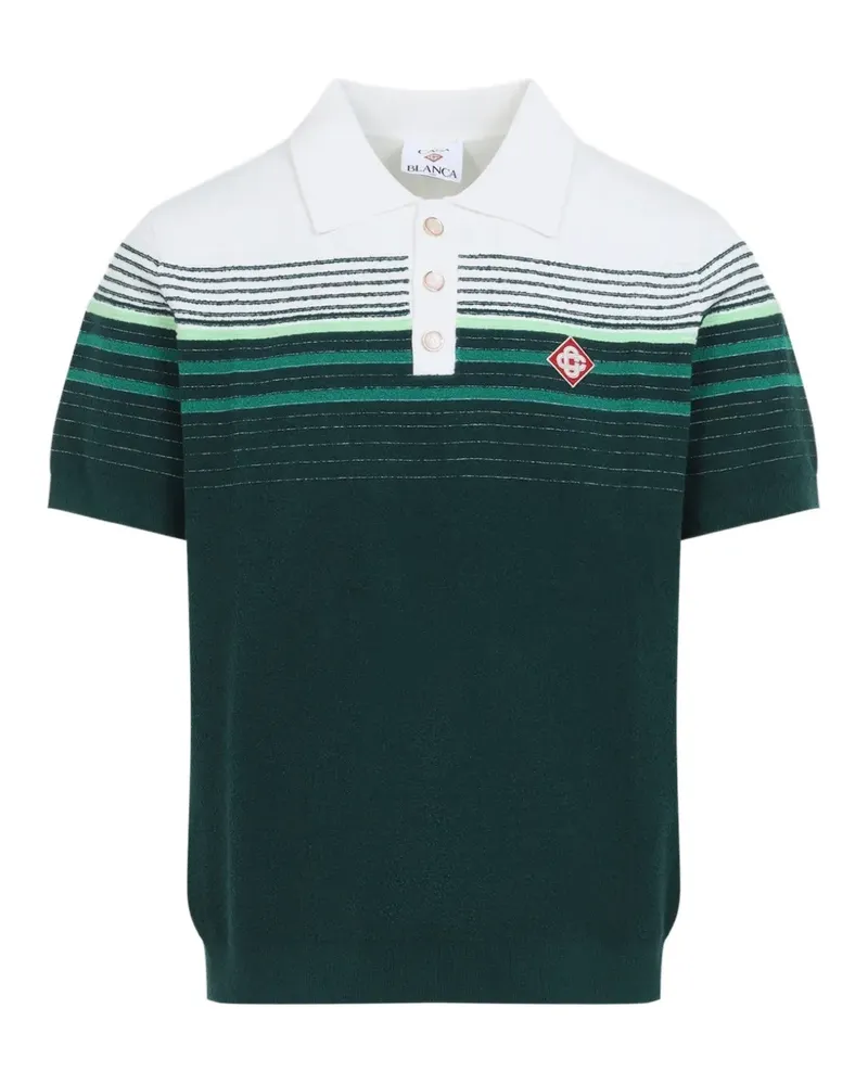 Casablanca Paris striped-knit polo shirt - Grün Grün