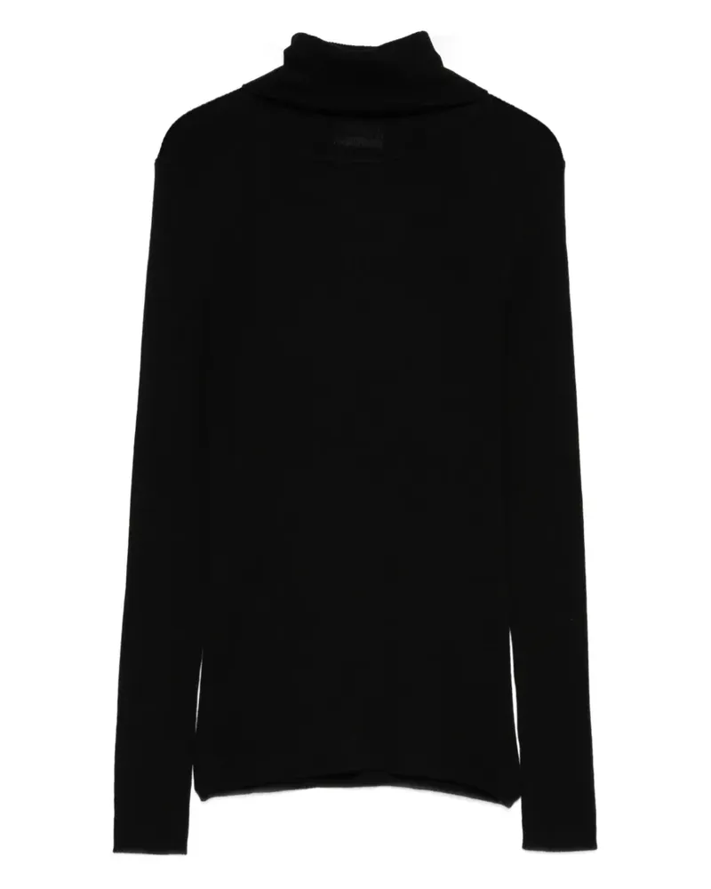 P.A.R.O.S.H. P.A.R.O H. Geripptes Rollkragenoberteil - Schwarz Schwarz
