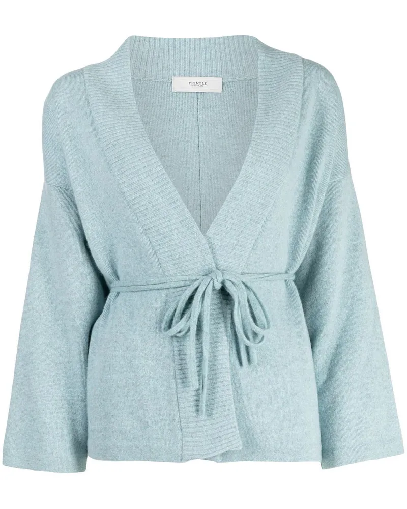 Pringle of Scotland Cardigan mit Bindegürtel - Blau Blau