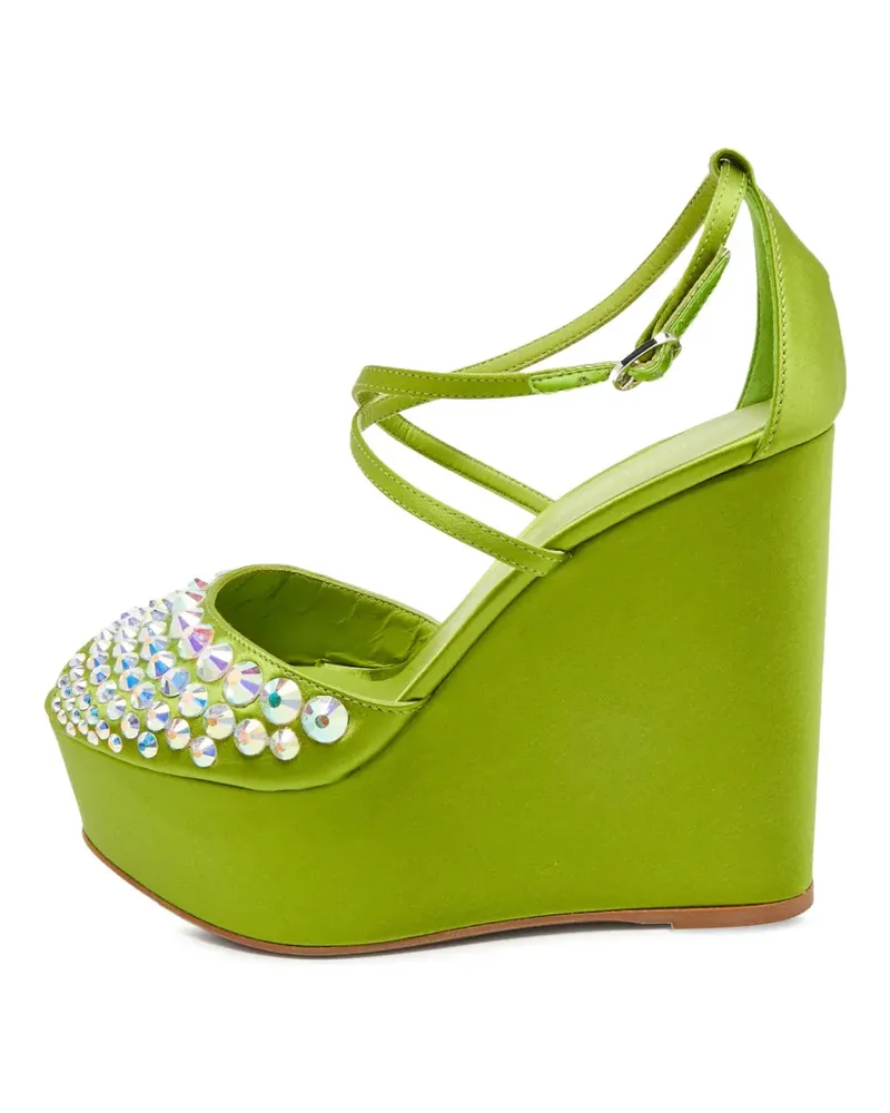 Le Silla Kristallverzierte Sandalen mit Wedge - Grün Grün