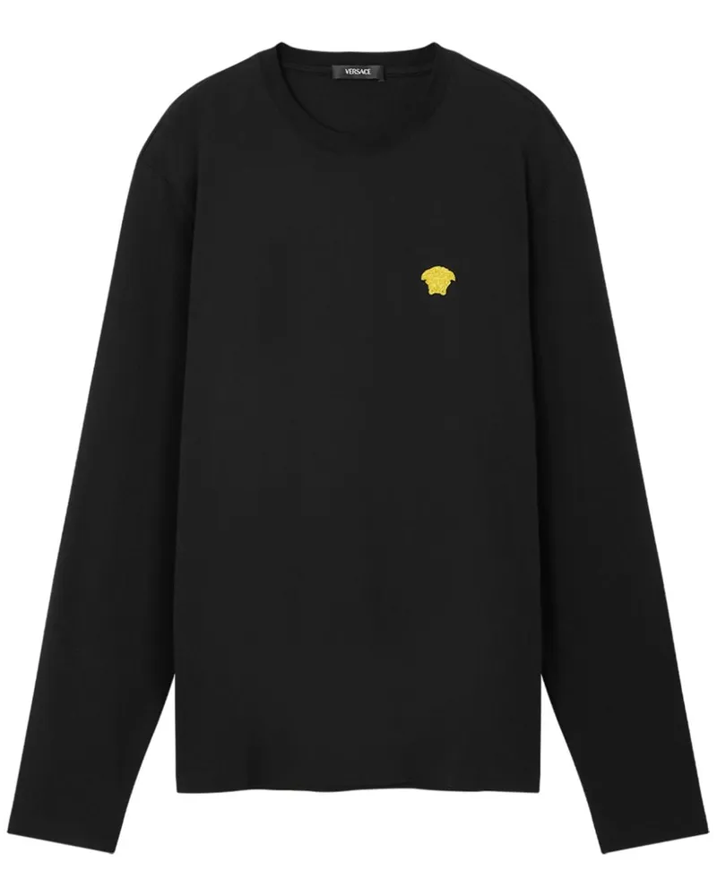 Versace T-Shirt mit Medusa-Stickerei - Schwarz Schwarz