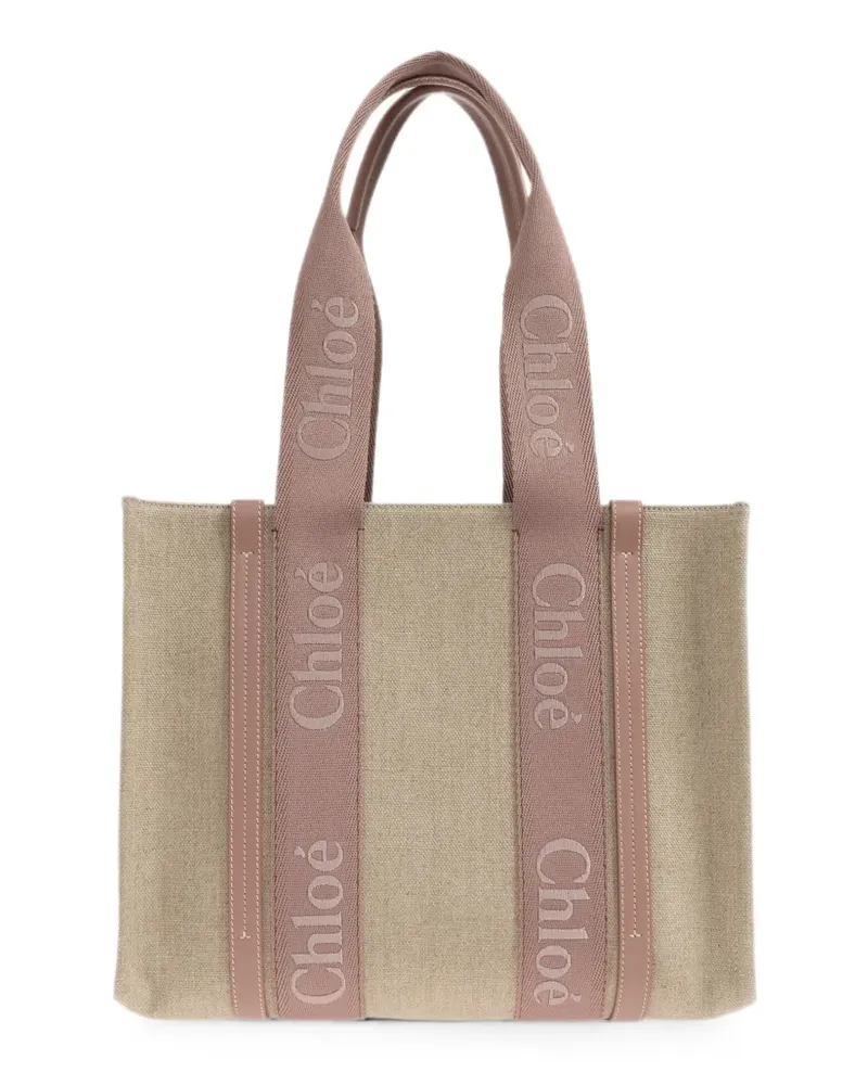 Chloé Woody logo-detail shoulder bag - Nude Nude