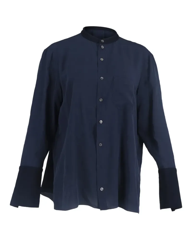 Roland Mouret collarless long-sleeve shirt - Blau Blau