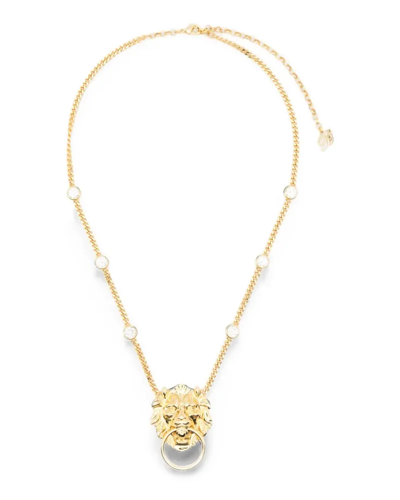 Blumarine lion-pendant crystal-embellished necklace - Gold Gold
