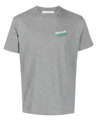 Kitsuné T-Shirt mit Logo-Stickerei Grau