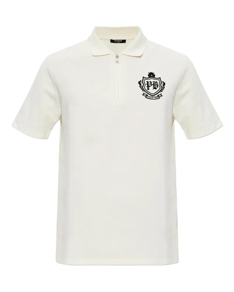 Balmain College Emblem short-sleeve polo shirt - Nude Nude