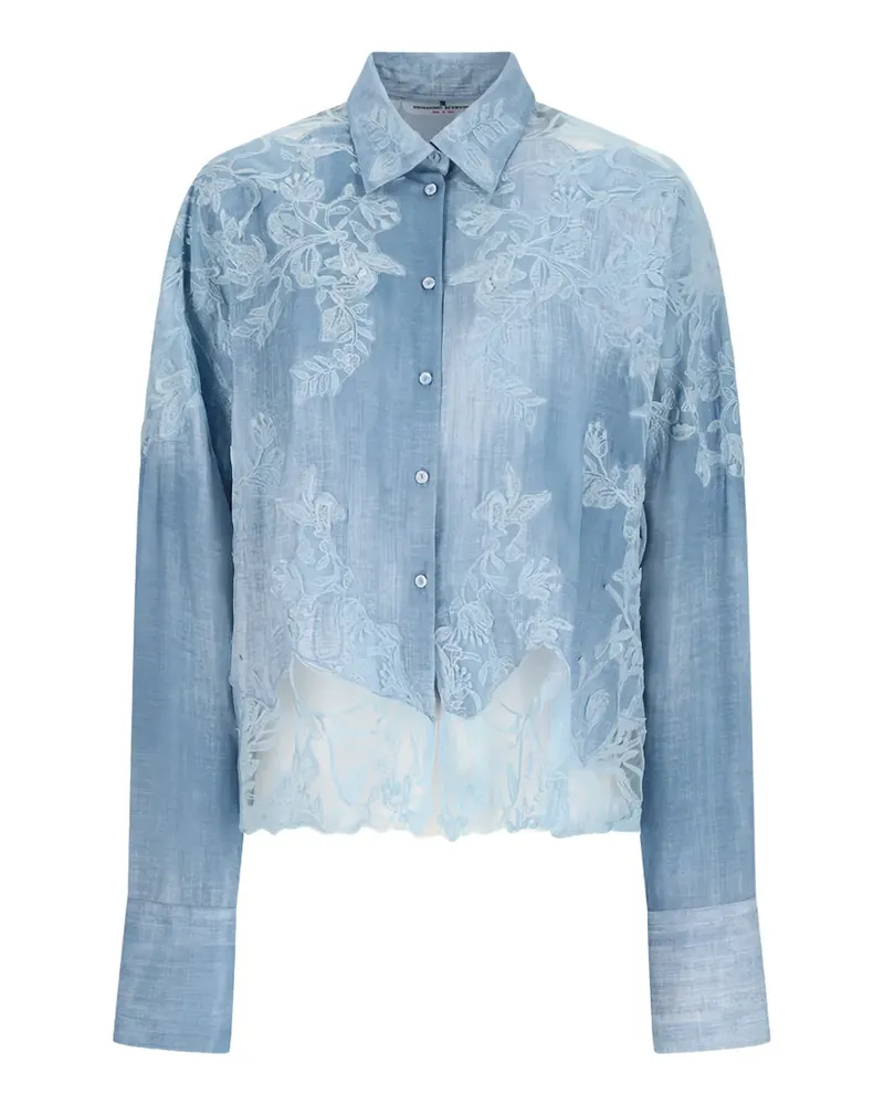 Ermanno Scervino embroidered lace-trim shirt - Blau Blau