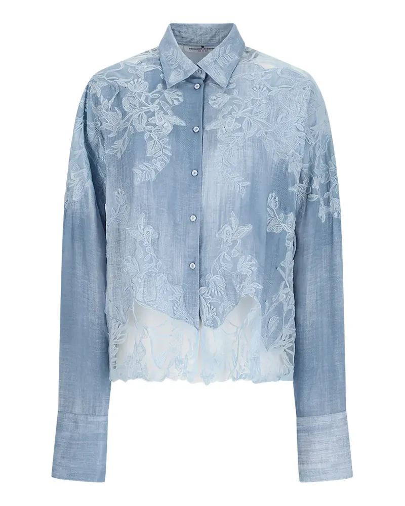 Ermanno Scervino embroidered lace-trim shirt - Blau Blau