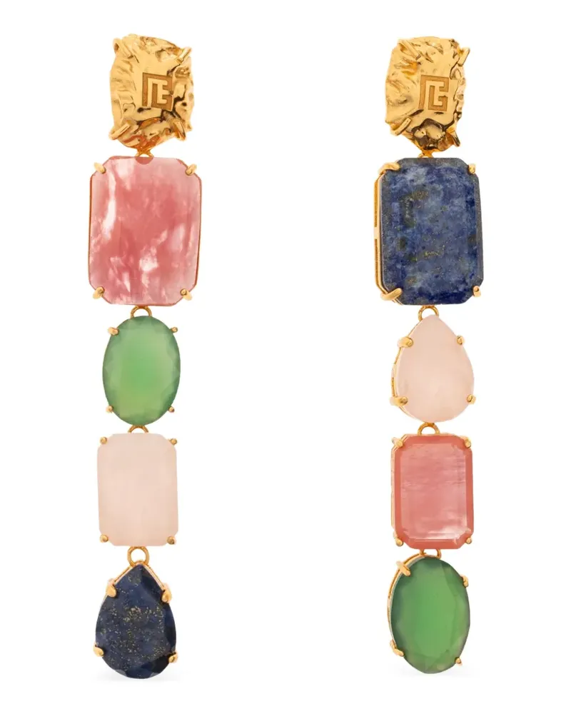 Balmain gemstone-embellished drop earrings - Gold Gold