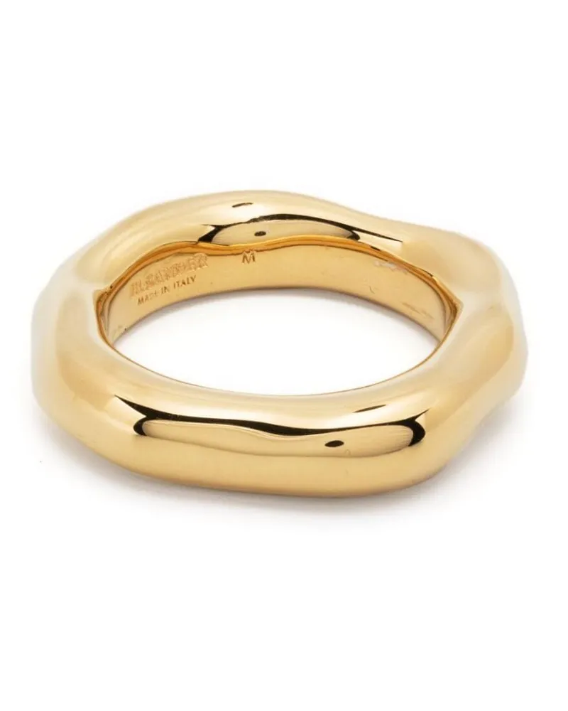 Jil Sander Ring mit graviertem Logo Gold