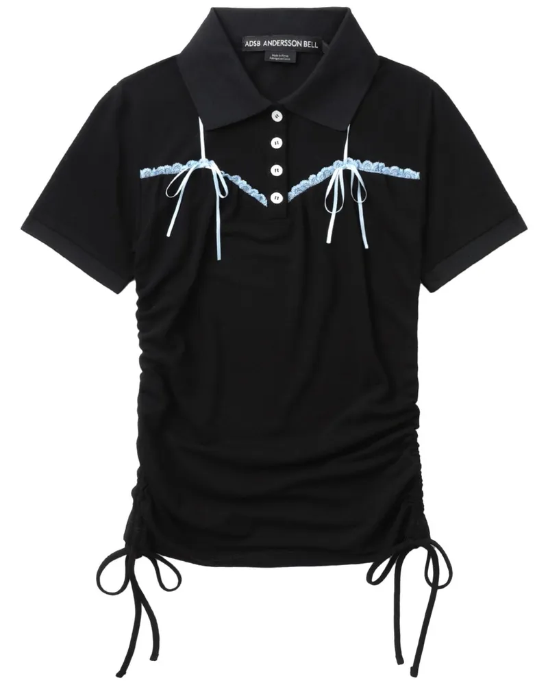 Andersson Bell Poloshirt mit Spitzendetail - Schwarz Schwarz