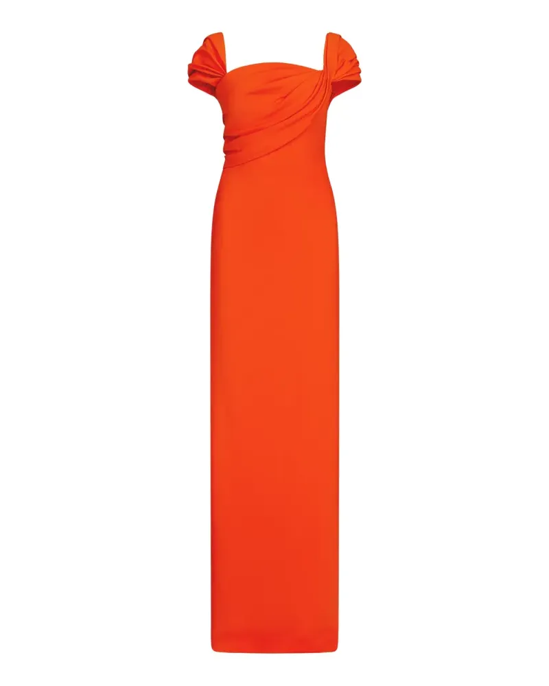 Oscar de la Renta Drapiertes Abendkleid aus Cady - Orange Orange