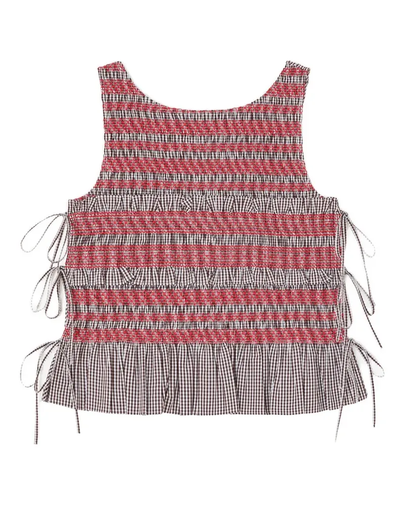 Ganni Gesmoktes Oberteil mit Karo-Print - Braun Braun