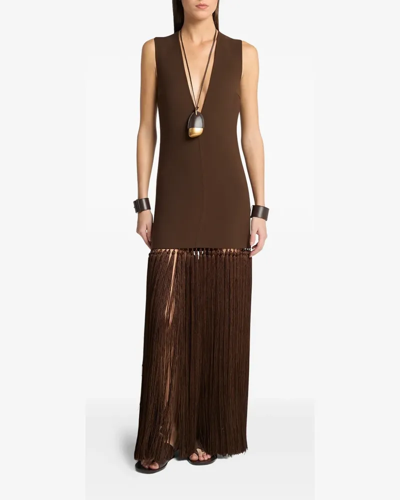 Michael Kors V-neck tassel maxi dress - Braun Braun