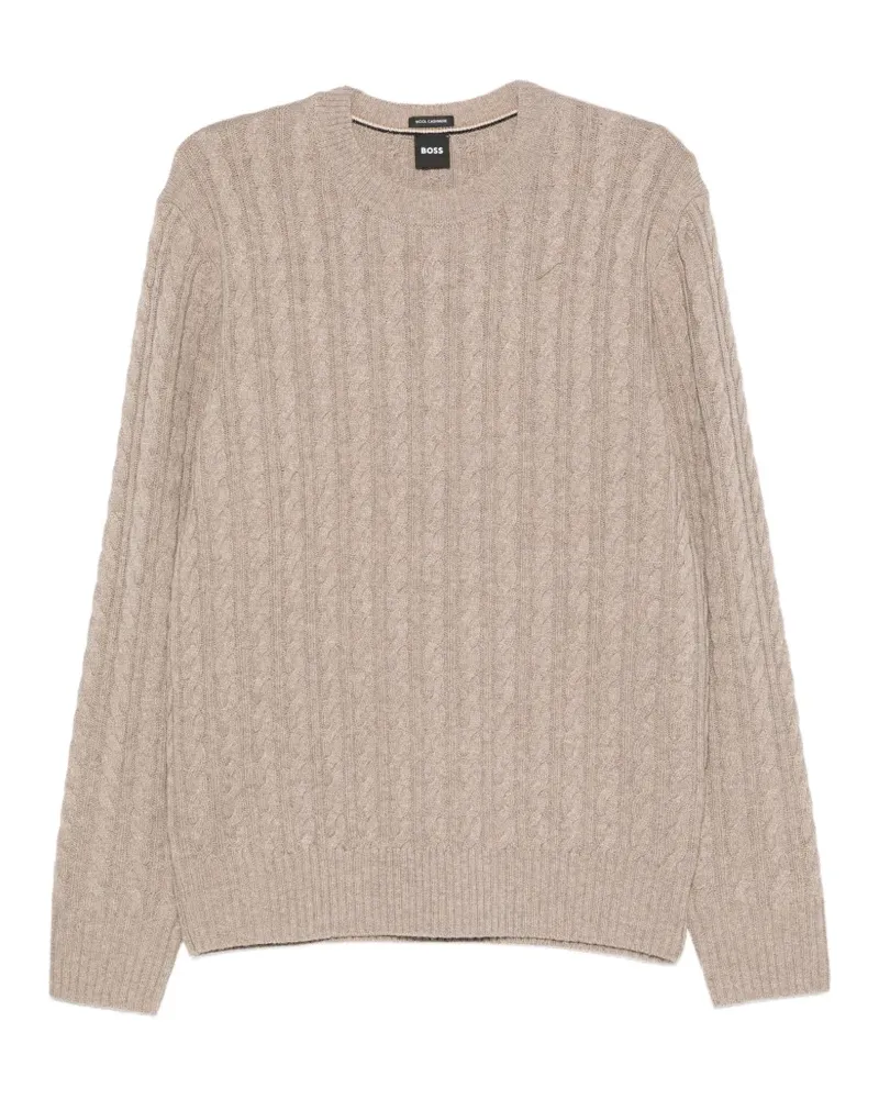 HUGO BOSS Pullover mit Zopfmuster - Nude Nude