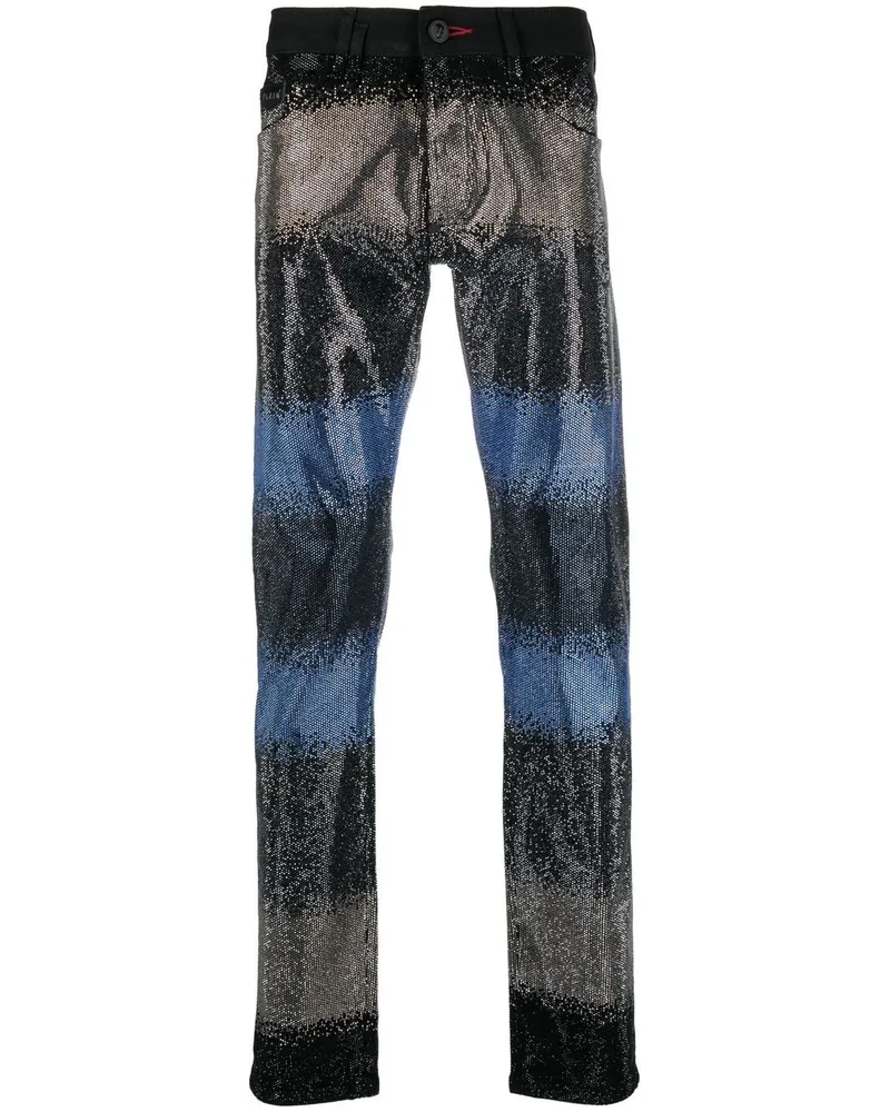 Philipp Plein Kristallverzierte Jeans mit Farbverlauf Schwarz
