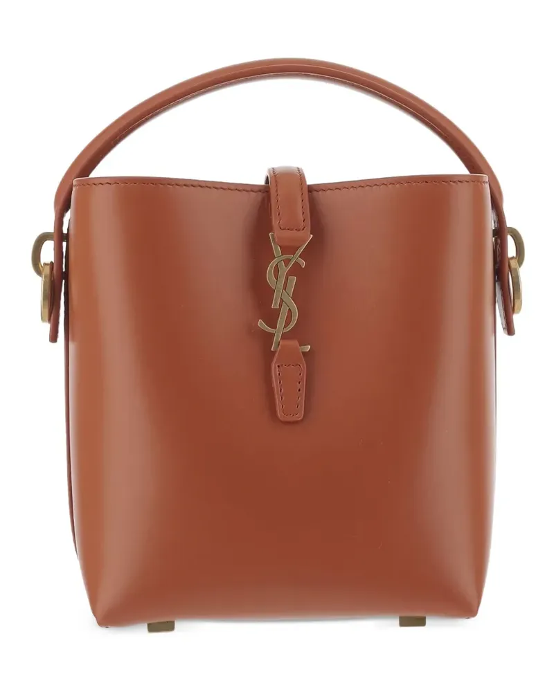 Saint Laurent mini Le 37 logo-plaque bucket bag - Braun Braun