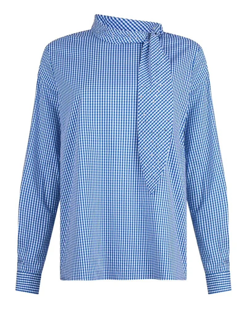 Liu Jo Strassverzierte Bluse mit Schleifenkragen - Blau Blau
