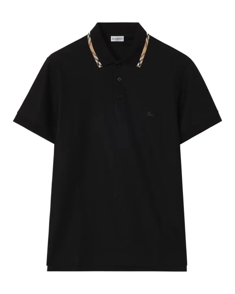 Burberry Check-trim cotton polo shirt - Schwarz Schwarz