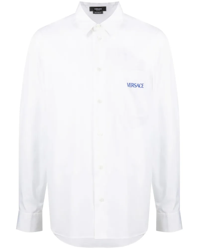 Versace Popeline-Hemd mit "The Column"-Print - Weiß Weiß