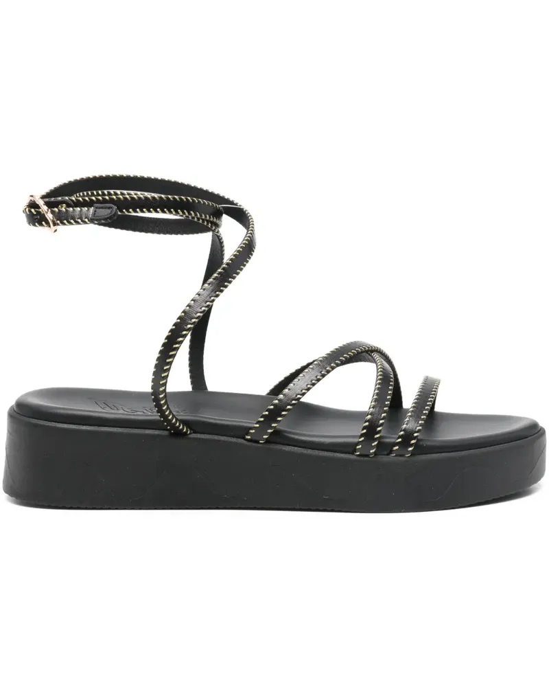 Ancient Greek Sandals Astriti Sandalen mit Ziernähten - Schwarz Schwarz