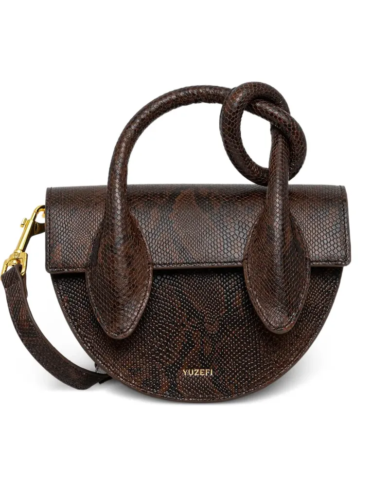 YUZEFI Pretzel embossed tote bag - Braun Braun