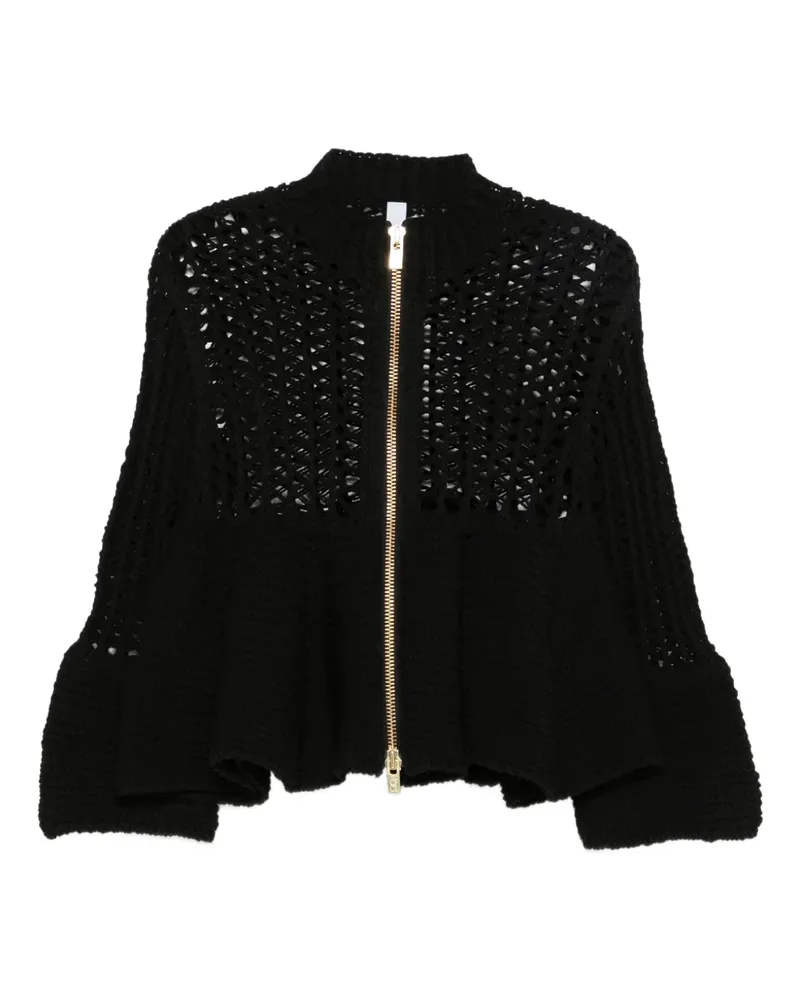 CFCL Lochstrick-Cardigan mit Reißverschluss - Schwarz Schwarz