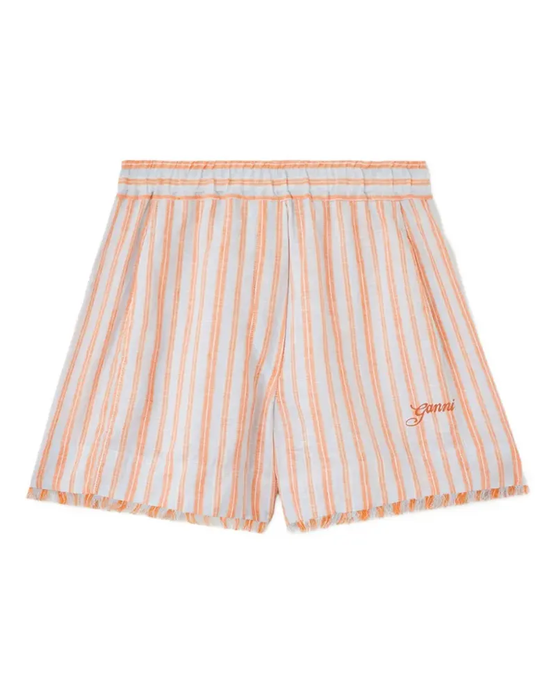 Ganni Ausgefranste Shorts mit Streifen - Blau Blau