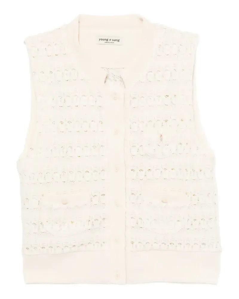 young n sang button-up sleeveless cardigan - Nude Nude
