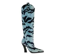Spitze Stiefel mit abstraktem Print - Blau