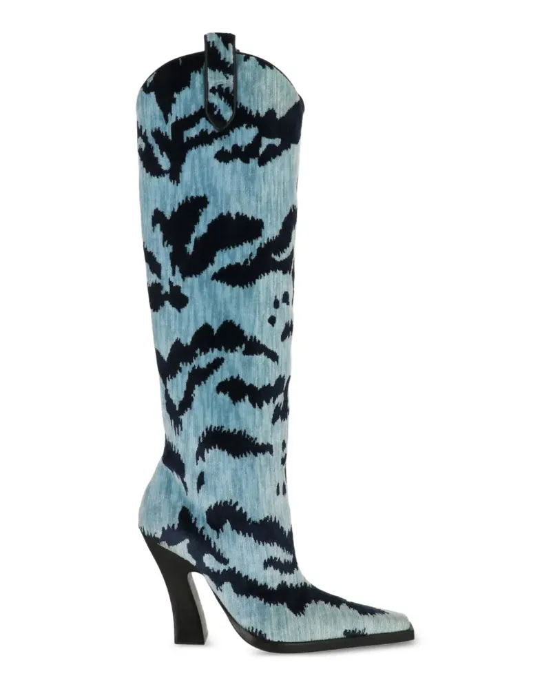 Tom Ford abstract-print pointed-toe boots - Blau Blau