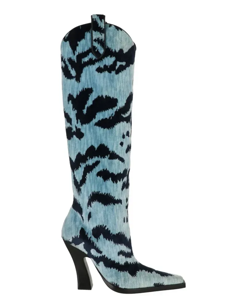 Tom Ford abstract-print pointed-toe boots - Blau Blau