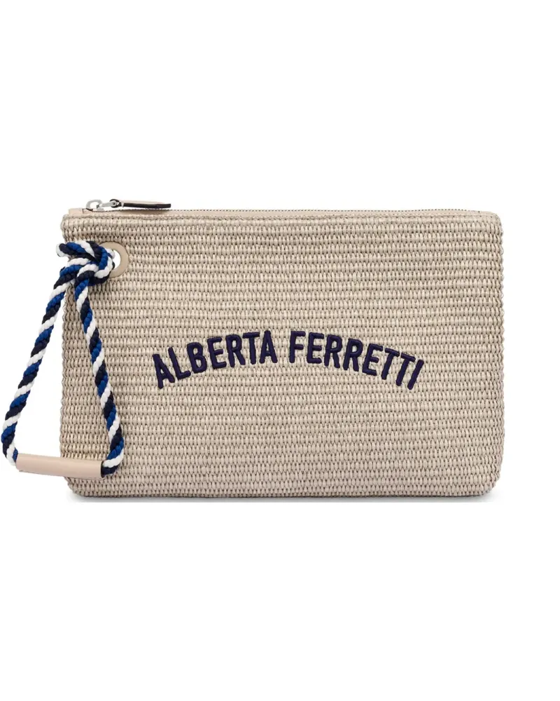 Alberta Ferretti Bestickte Clutch - Nude Nude