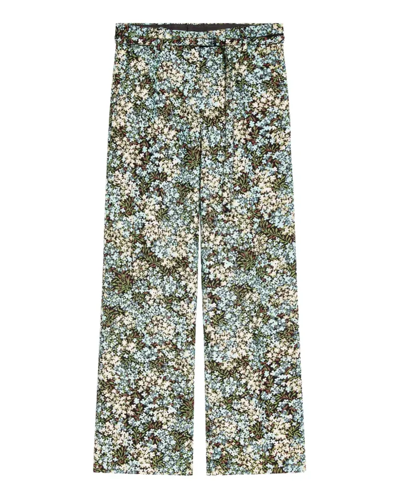 Dries van Noten Ausgestellte Hose mit Blumenprint - Schwarz Schwarz