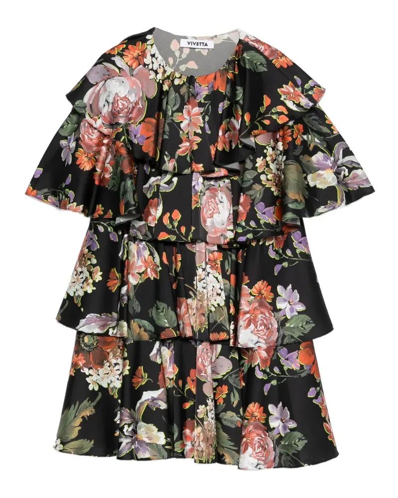Vivetta ruffled floral-print mini dress - Schwarz Schwarz