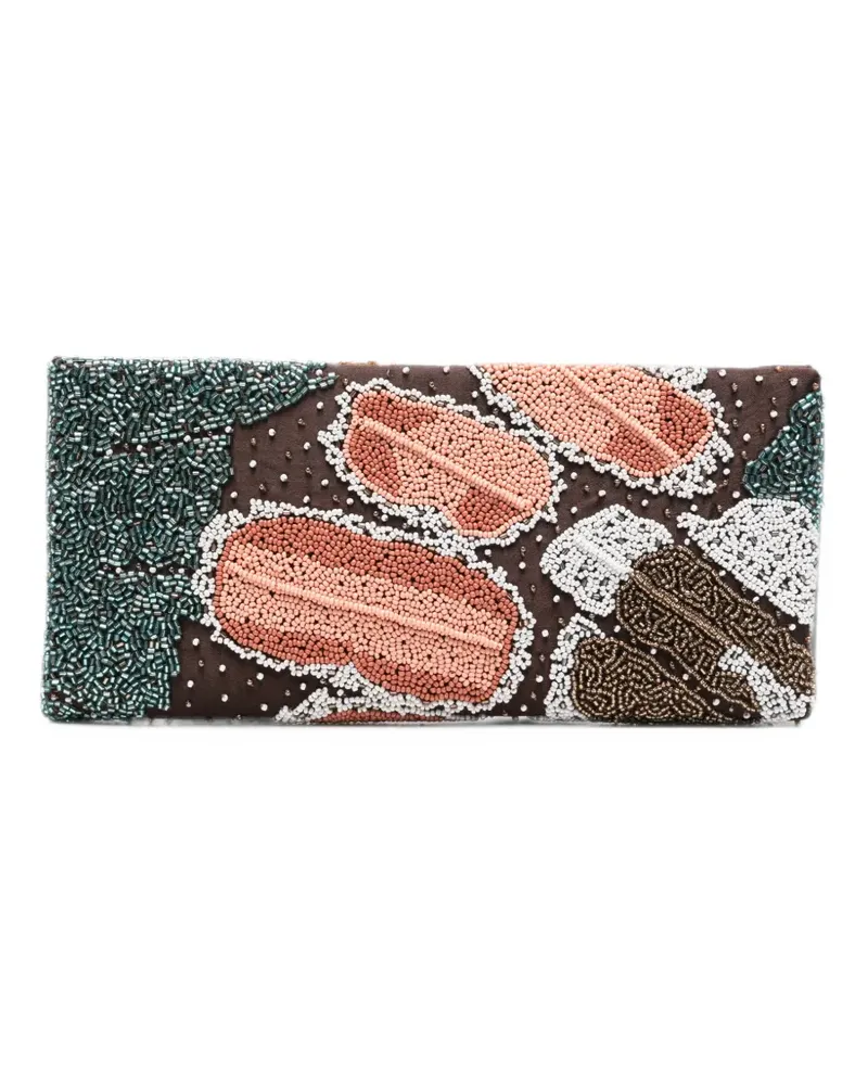 STAUD bead-embellished butterfly-pattern clutch bag - Braun Braun