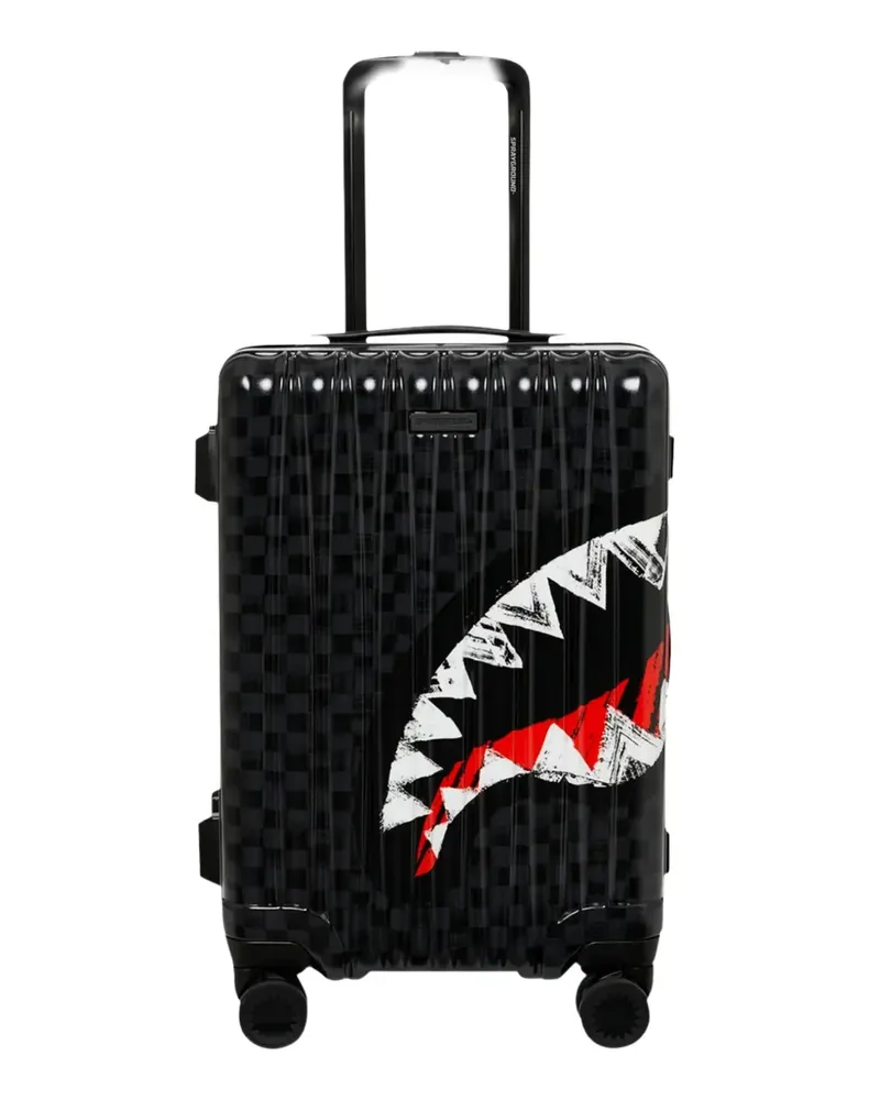 Sprayground shark-graphic checkered-pattern luggage - Schwarz Schwarz