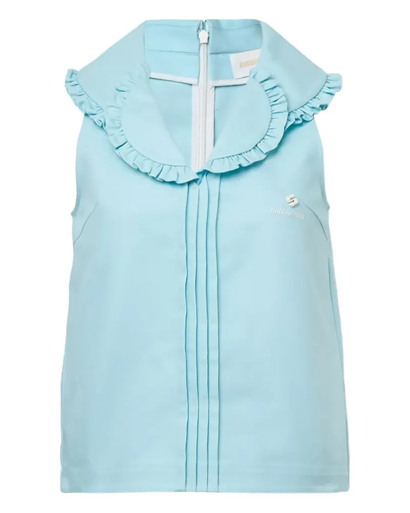 SHUSHU/TONG double-collar sleeveless blouse - Blau Blau