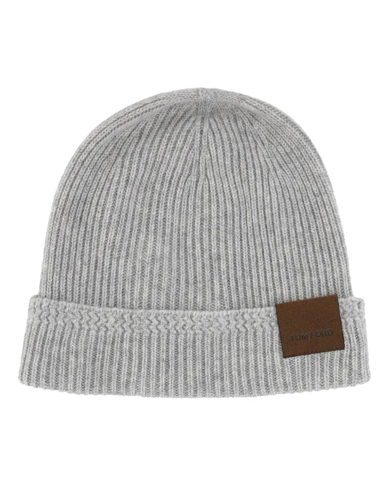 Tom Ford ribbed patch beanie - Grau Grau