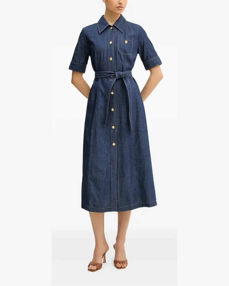 Luisa Spagnoli Periodico Jeans-Midikleid - Blau Blau