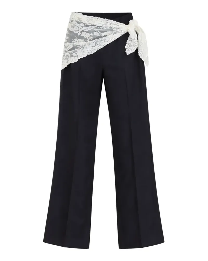 Sea lace-trim pleated trousers - Schwarz Schwarz