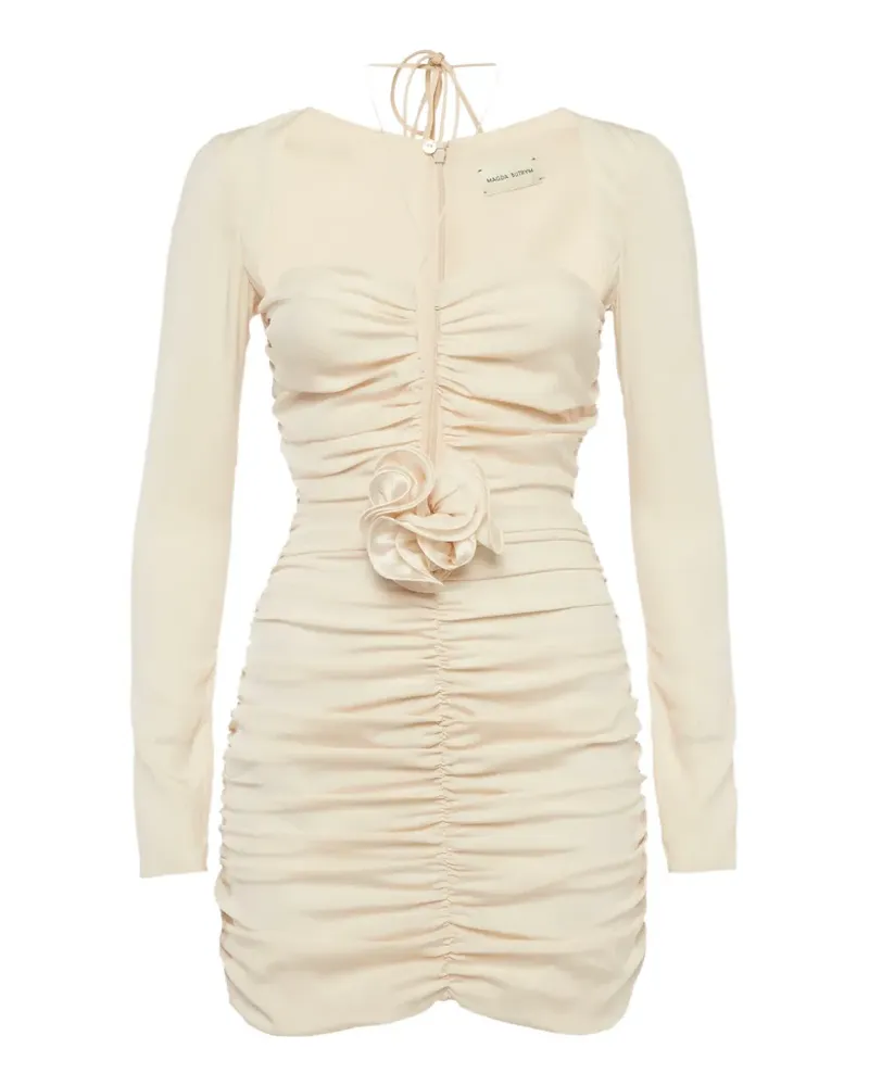 Magda Butrym floral-appliqué ruched mini dress - Nude Nude